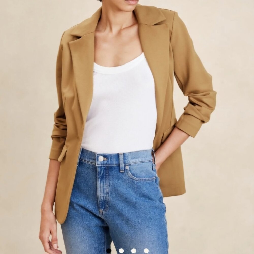 Women's Long and Lean Ponte Blazer in Tannin, S